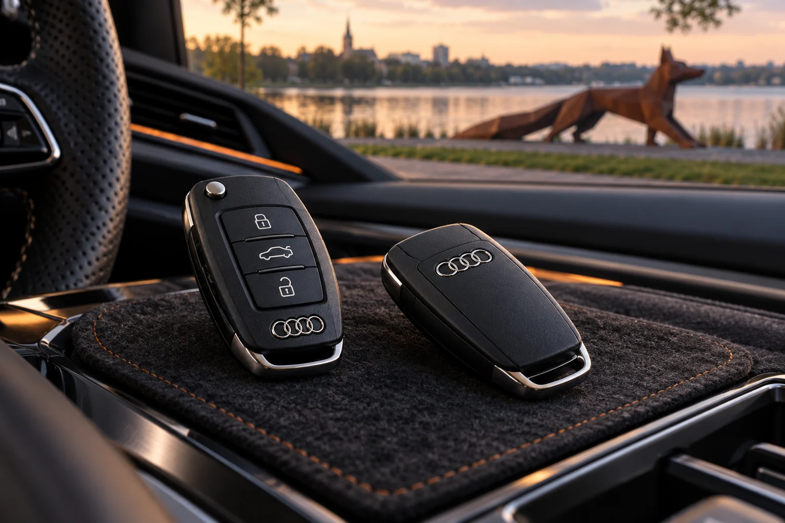 Du Audi automobilio raktai, papildomo komplekto iliustracija Šiauliuose