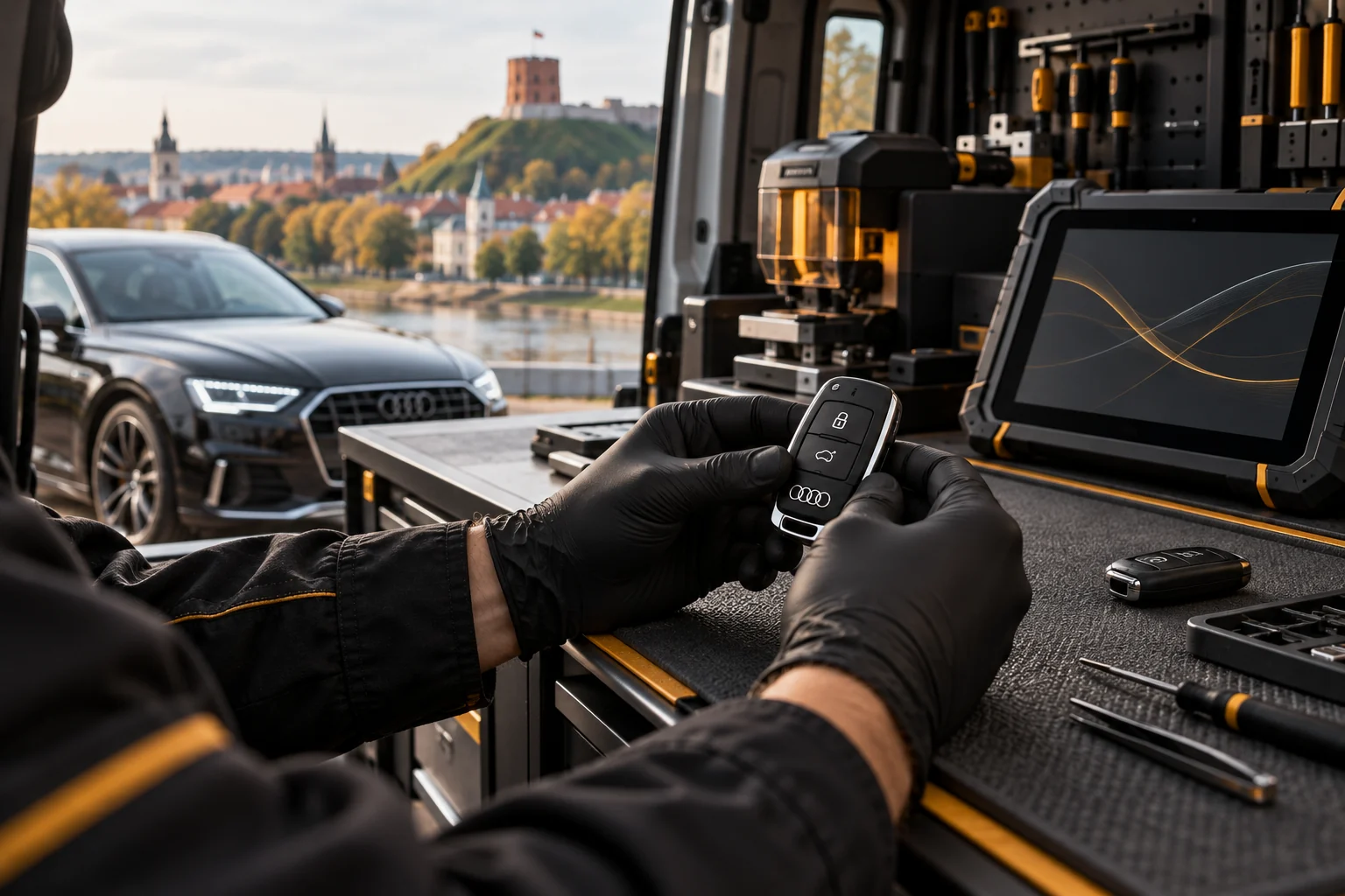 Audi rakto paruošimo iliustracija Vilniuje
